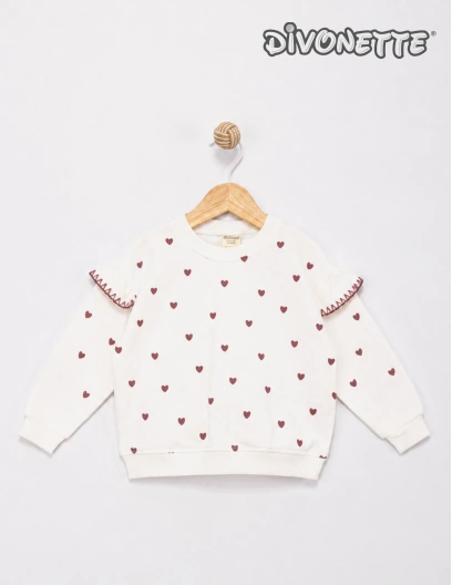DİVO 0285 KALPLİ KOL NAKIŞLI KIZ SWEAT