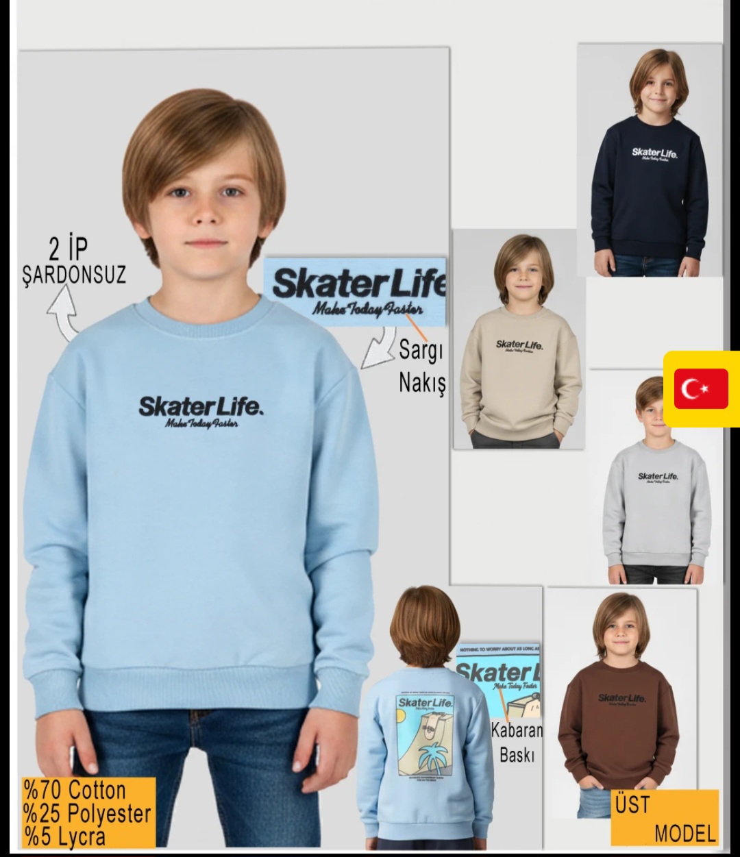 2324062 6-9 YAŞ ÇOCUK SKATER LİFE NAKIŞLI U.KOL